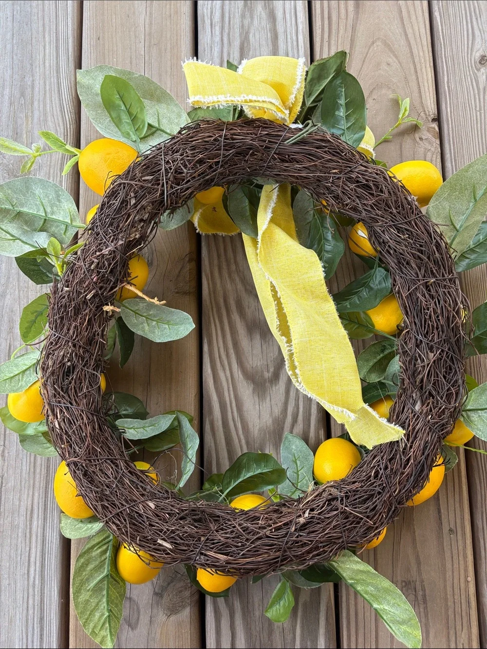 Lemon Wreath with yellow burlap Bow